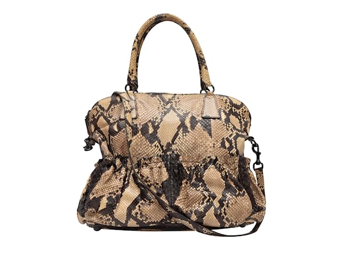 Beige & Black Valentino Python Shoulder Bag Exotic leather  ref.1134937