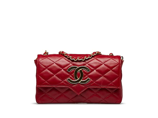 Red Chanel CC Crossbody Bag Leather  ref.1134976