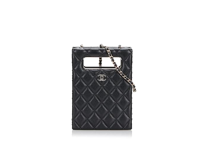 Black Chanel Quilted Evening Bag Leather  ref.1135008