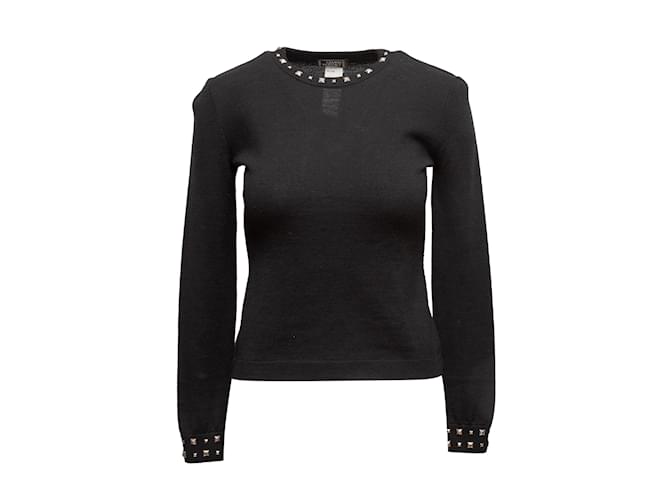 Autre Marque Gianni Versace Couture preto vintage 1998 Suéter de lã com tachas tamanho XS  ref.1135050
