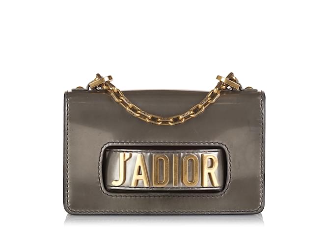Bolsa de ombro com aba de corrente Mini Dior JaDior cinza Couro  ref.1135090