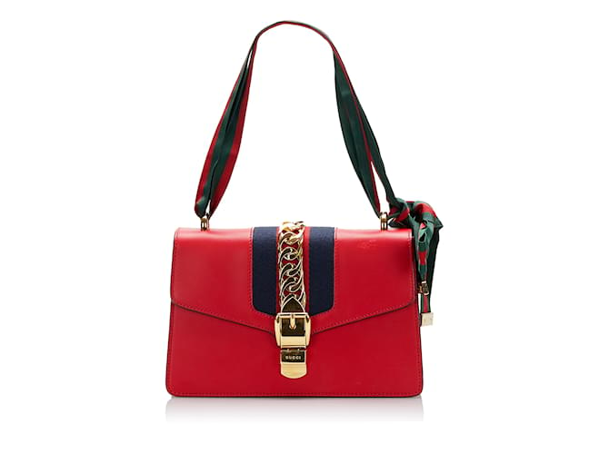 Red Gucci Sylvie Shoulder Bag Leather  ref.1135104