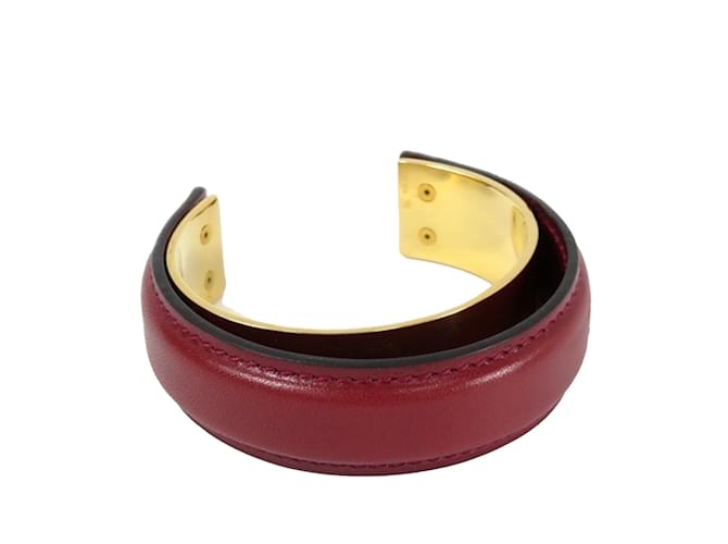 Hermès Bracelet manchette en cuir rouge Hermes  ref.1135106