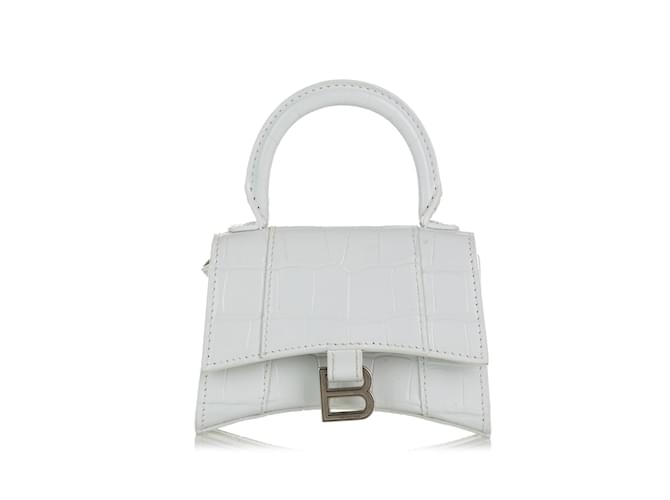 Mini bolsa Balenciaga em relevo ampulheta branca Branco Couro  ref.1135109