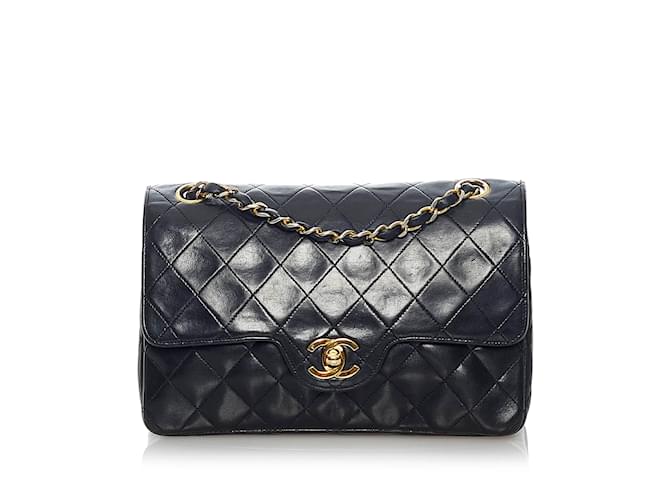 Black Chanel Small Classic Lambskin Double Flap Bag Leather  ref.1135131