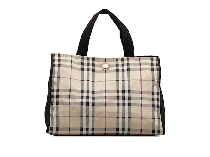 Brown Burberry House Check Handbag Cloth  ref.1135165