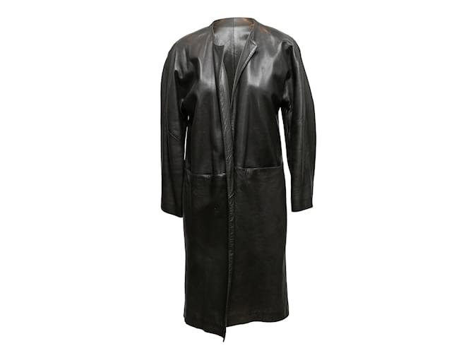 Agnès b. Vintage Black Agnes B. Leather Coat Designer Size 1  ref.1135169