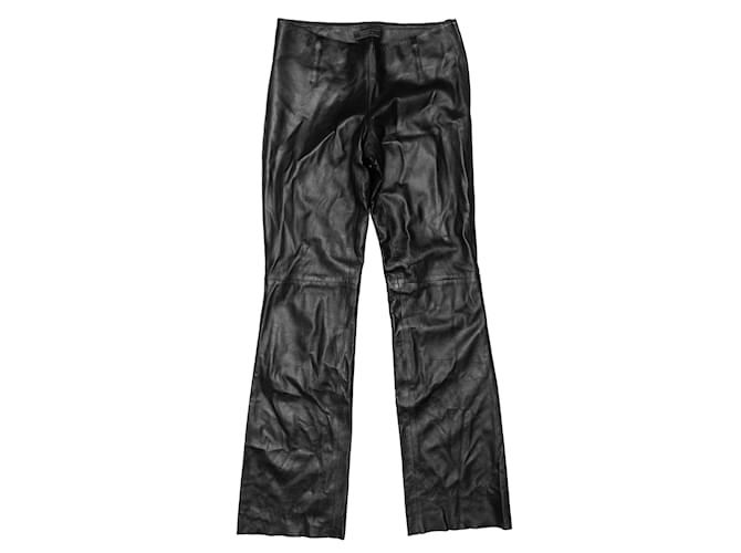 Pantaloni in pelle Prada vintage neri taglia EU 44 Nero  ref.1135183