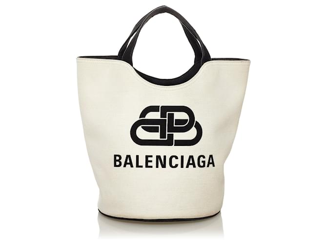 Cartable en toile cabas Balenciaga Wave blanc  ref.1135231