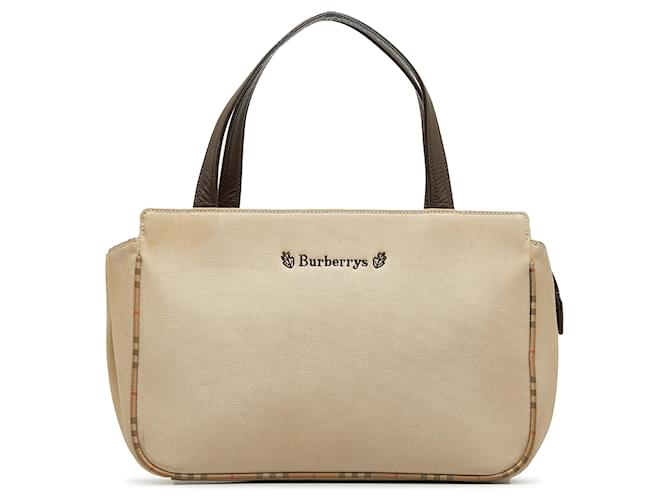 Beige Burberry House Check Tote Bag Leather  ref.1135241