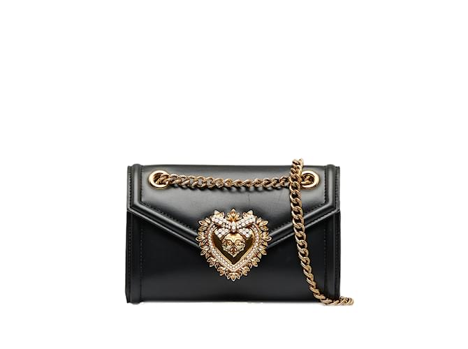 Dolce & Gabbana Black Dolce&Gabbana Small Devotion Crossbody Bag Leather  ref.1135246