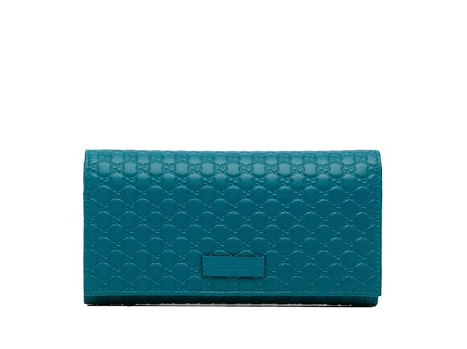 Blaue Gucci Microguccissima Continental Flap-Geldbörse Leder  ref.1135257