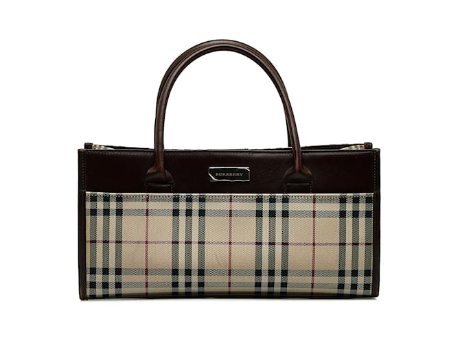Brown Burberry House Check Handbag Leather  ref.1135278