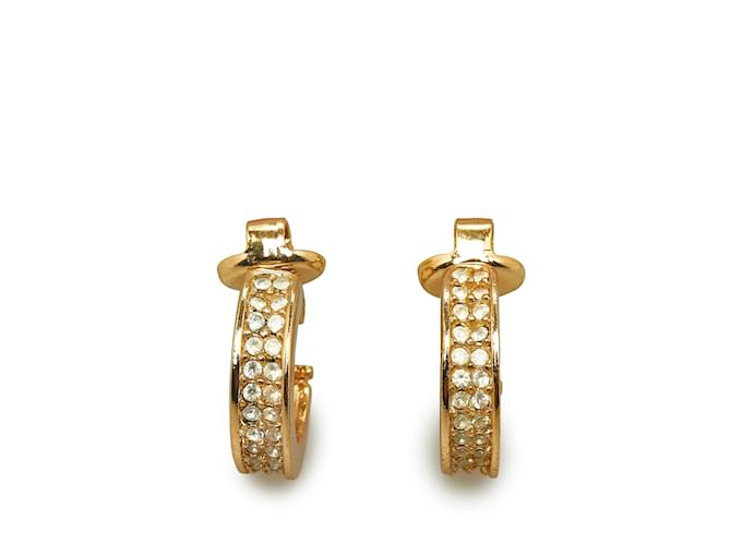 Gold Dior Rhinestone Clip-On Earrings Golden  ref.1135289