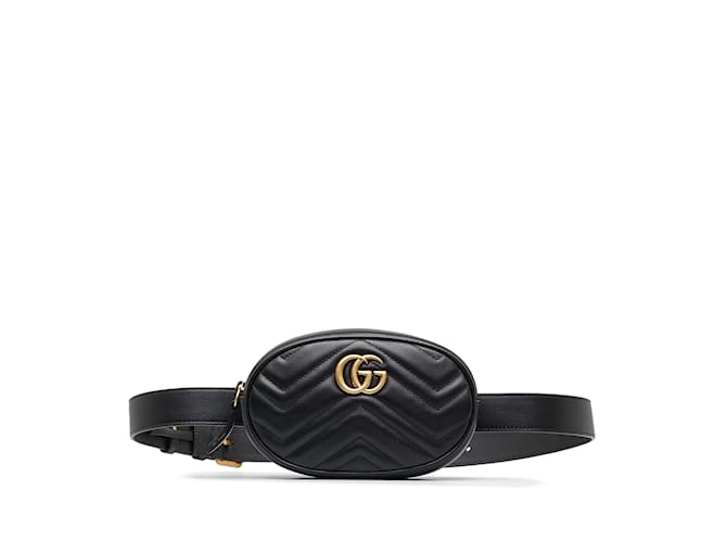 Black Gucci GG Marmont Matelasse Belt Bag Leather  ref.1135296