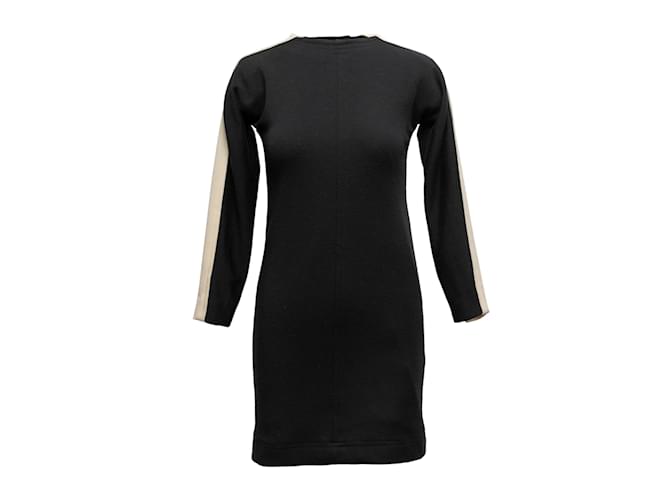 Vintage negro y blanco Yves Saint Laurent vestido de lana tamaño FR 38  ref.1135332