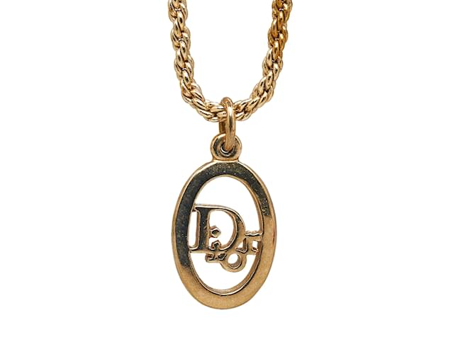 Gold Dior Logo Pendant Necklace Golden Yellow gold  ref.1135390