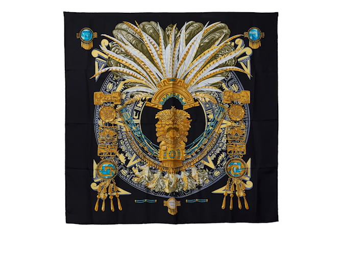 Hermès Sciarpe di seta nere Hermes Mexique Nero  ref.1135409