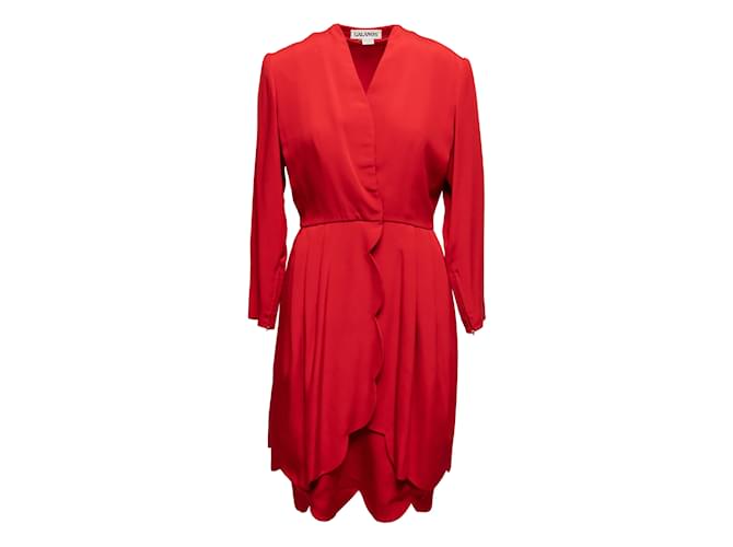Autre Marque Vintage rojo James Galanos seda festoneado dobladillo vestido tamaño L Roja  ref.1135416