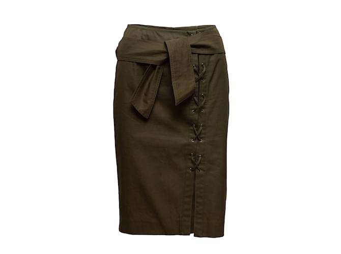 Olive Yves Saint Laurent Pencil Skirt Size EU 36 Synthetic  ref.1135426