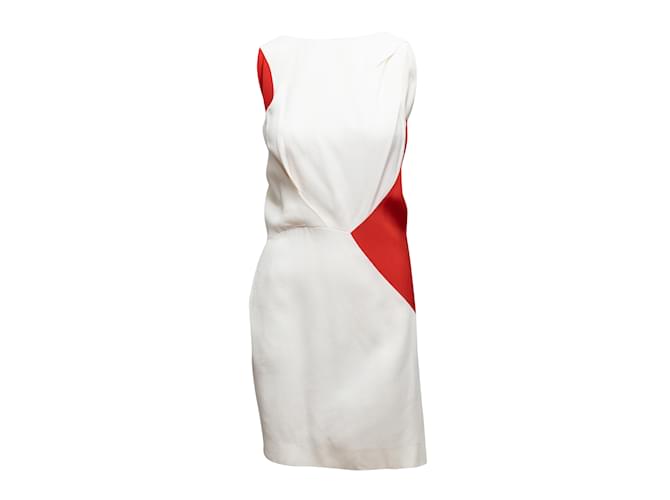 Thierry Mugler Tamanho do vestido sem mangas Mugler Color Block branco e vermelho 36 Sintético  ref.1135432
