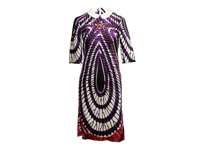 Purple & Multicolor Miu Miu Printed Collared Dress Size S/M Synthetic  ref.1135434