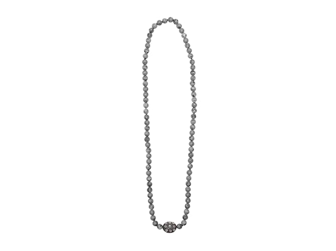 Autre Marque Collana con pietra di luna e diamanti con perline grigie Bavna Metallo  ref.1135451