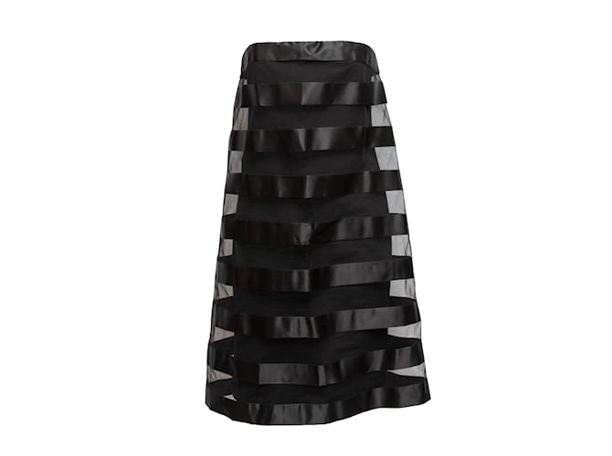 Autre Marque Vintage Black Chanel Boutique Mesh Overlay Strapless Ribbon Dress size EU 42 Synthetic  ref.1135461