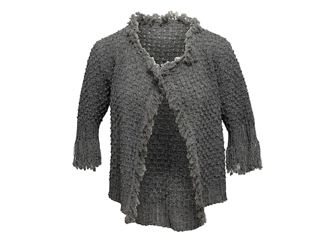 Gray Chanel Fringe-Trimmed Cardigan Size EU 40 Synthetic  ref.1135472