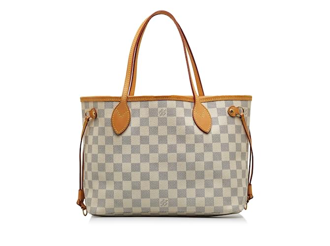 Gray Louis Vuitton Damier Azur Neverfull PM Tote Bag Leather  ref.1135552