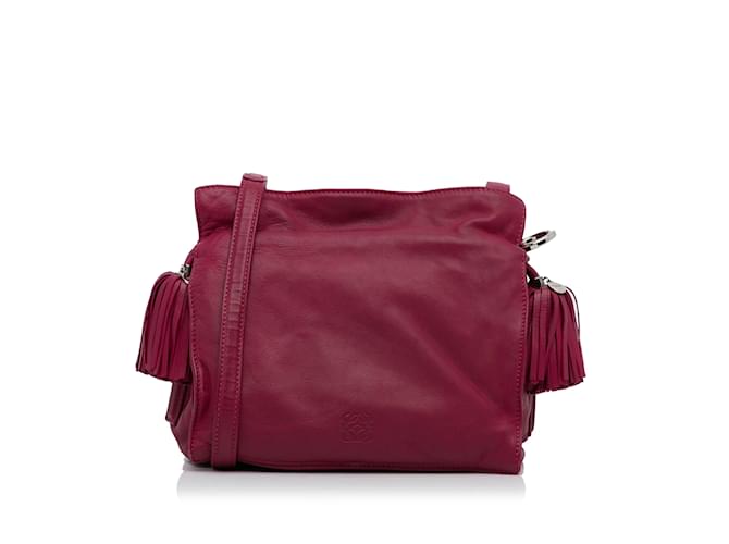 Pink Loewe Flamenco Knot Crossbody Bag Leather  ref.1135557