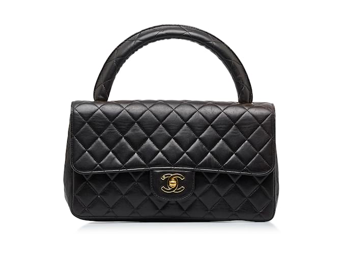 Bolso mediano con asa superior Kelly Parent de Chanel en negro Cuero  ref.1135559