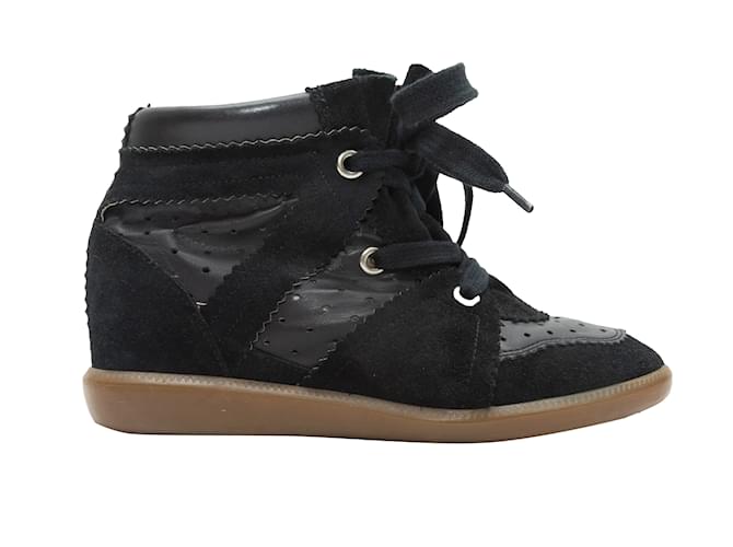 Black Isabel Marant Suede & Leather Wedge Sneakers Size 38  ref.1135642