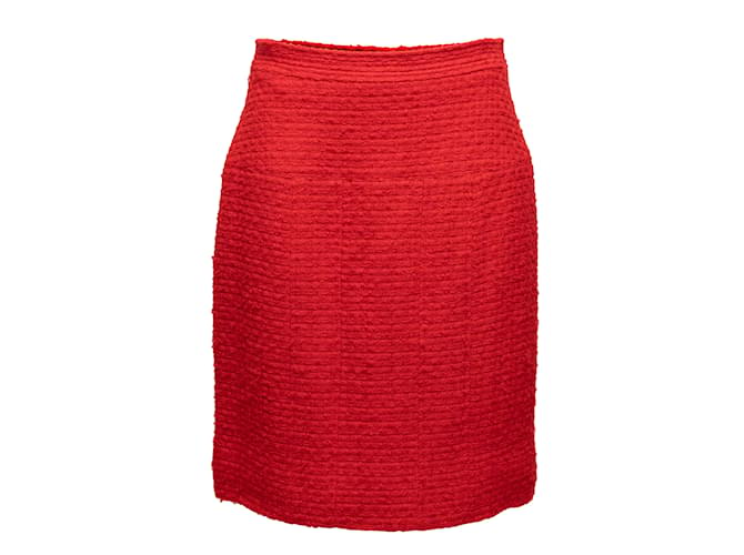 Autre Marque Vintage Red Chanel Boutique Tweed Pencil Skirt Size S  ref.1135667