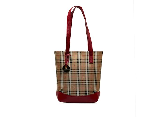 Brown Burberry Haymarket Check Shoulder Bag Leather  ref.1135710