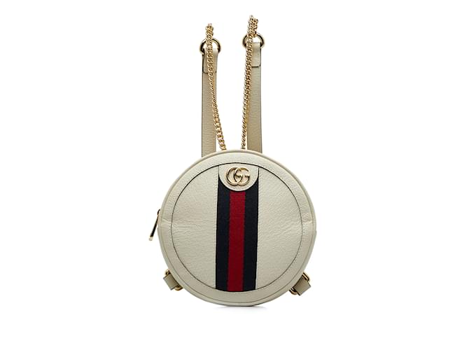 White Gucci Mini Ophidia Round Backpack Leather  ref.1135761