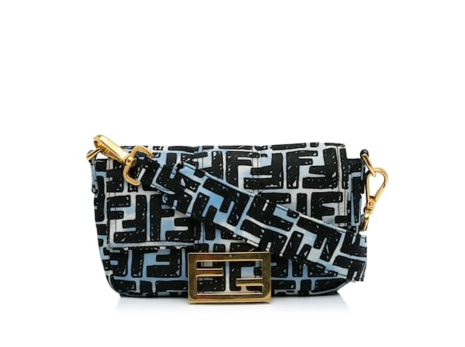 Blue Fendi Joshua Vides Convertible Baguette Satchel Cloth  ref.1135768