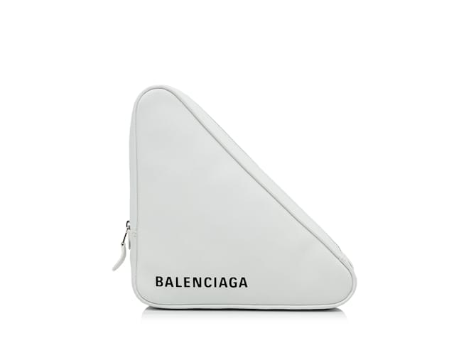 Pochette triangulaire Balenciaga blanche Cuir  ref.1135770