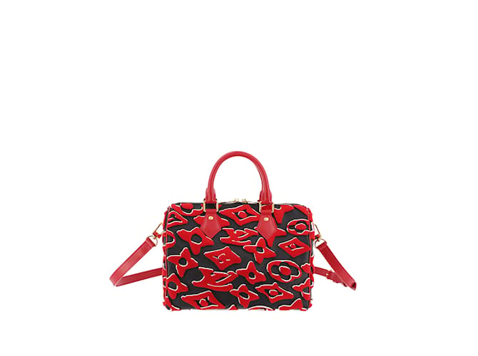 Louis Vuitton x Urs Fischer Speedy Bandouliere rossa 25 Boston Bag Rosso Pelle  ref.1135795
