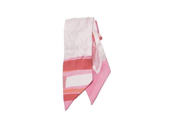Hermès Lenços de seda Twilly estampados Hermes rosa  ref.1135828