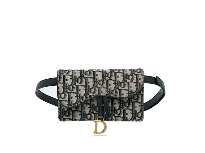 Blue Dior Dior Oblique Saddle Belt Bag Leather  ref.1135878