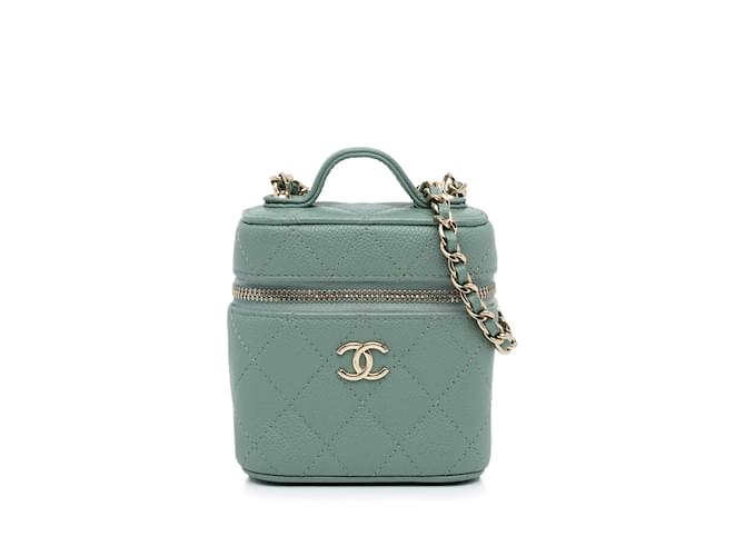 Green Chanel CC Caviar Vanity Bag Leather  ref.1135884
