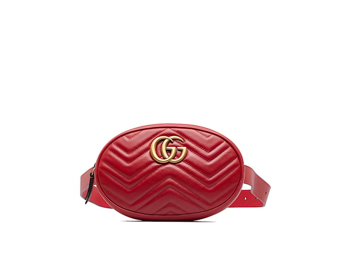 Bolsa de cinto Gucci GG Marmont Matelasse vermelha Vermelho Couro  ref.1135980