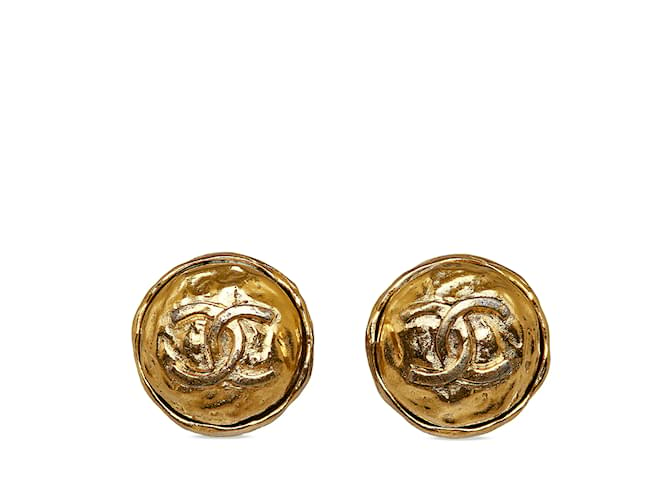 Gold Chanel CC Clip On Earrings Golden Gold-plated  ref.1136051
