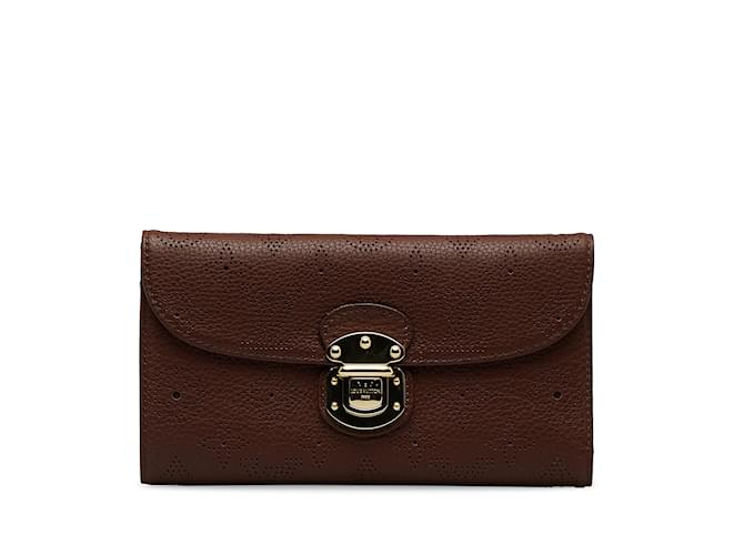 Brown Louis Vuitton Mahina Amelia Wallet Leather  ref.1136075