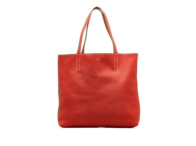 Hermès Red Hermes Clemence Double Sens 36 Tote Bag Leather  ref.1136136