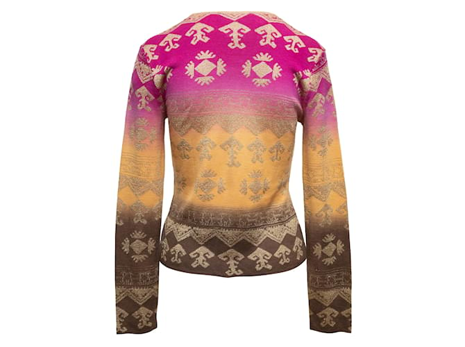 Suéter multicolor Christian Dior estampado com decote em V tamanho FR 38 Multicor Sintético  ref.1136153