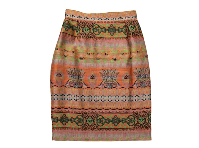 Vintage Orange & Multicolor Christian Lacroix Jacquard Skirt Size FR 34 Synthetic  ref.1136157