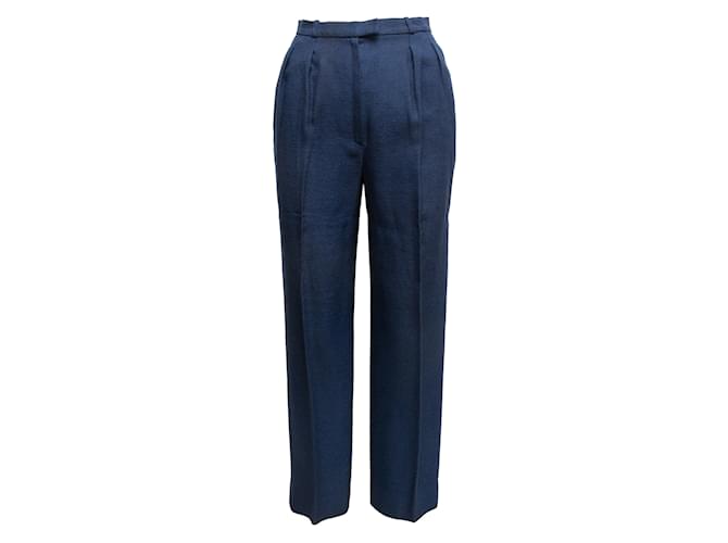 Autre Marque vintage Navy Chanel Creations Pantalon Plissé Taille US 10 Synthétique Bleu Marine  ref.1136160
