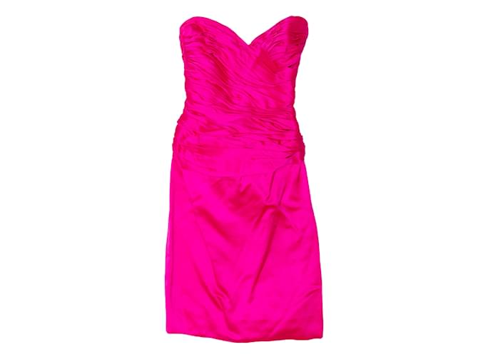 Autre Marque Vintage caliente rosa Vicky Tiel vestido de seda sin tirantes tamaño EE.UU. 8  ref.1136167
